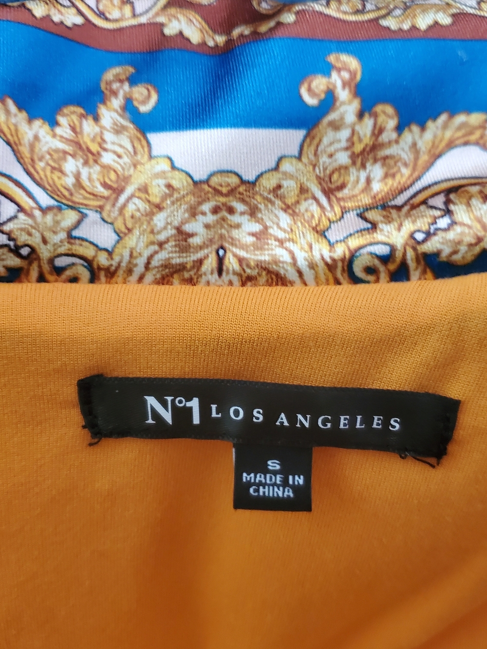 N°1 Los Angeles Cropped Puffer Jacket Cheetah Leopard Baroque Print Orange Blue - Picture 8 of 12